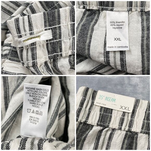 Maurices Shorts Womens XXL White Gray Stripe Linen Blend Pull On - Picture 3 of 4